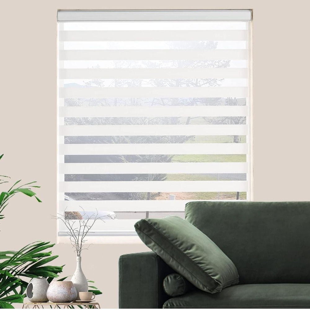 Jiangpin Zebra Roller Blinds Shades 32x72 White Double Layered Light Filtering - Picture 1 of 12